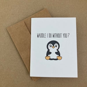 Je me dandine sans vous ? - Carte de voeux - Pingouin