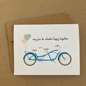 May You Be Wheelie Happy Together - Carte de mariage - Vélo tandem