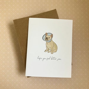 J'espère que vous vous sentirez mieux bientôt - Carte de guérison - Dog in Cone