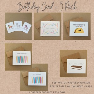 Lot de 5 cartes d'anniversaire