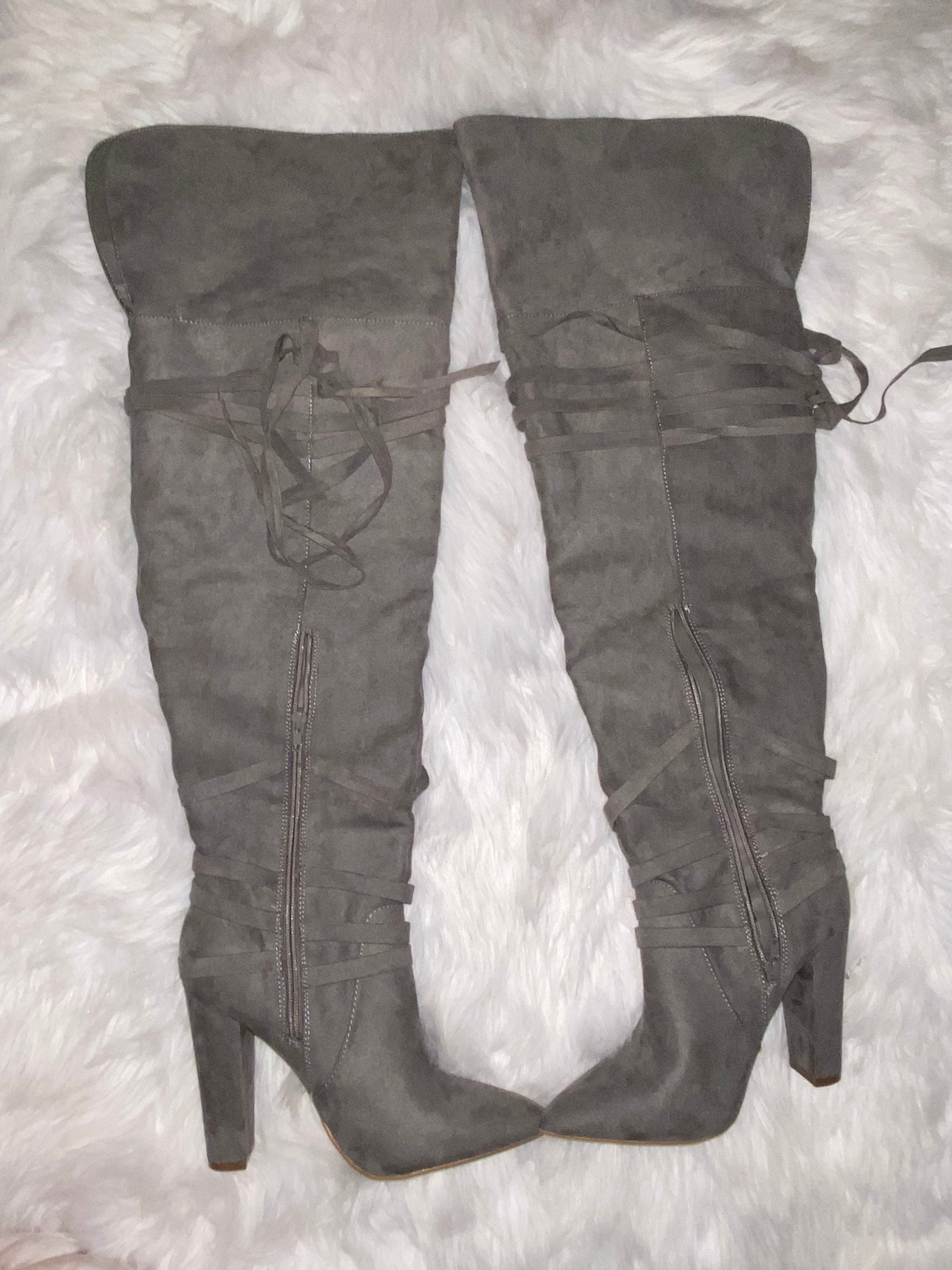 size 13 suede thigh high boots