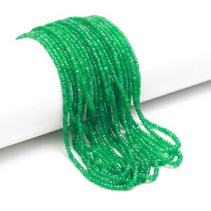Zambia Emerald Beads|May Birthstone Bead|Natural Emerald Gemstones for Making Jewelry|3-4 MM Emerald Rondelles|Green Emerald Faceted Beads