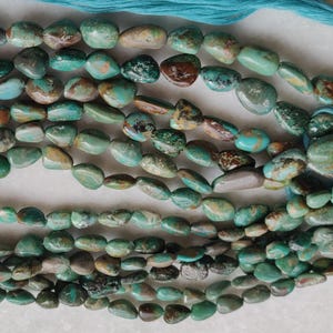 Arizona Turquoise Nugget Beads: Natural Gemstone Jewelry, 16&quot; Strand