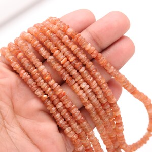 Faceted Sunstone Rondelle Beads: Natural Gemstone Jewelry Making