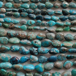 Arizona Turquoise Nugget Beads: Natural Gemstone Jewelry, 16&quot; Strand