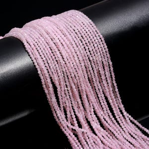 5 Strings Micro Faceted Natural Rose Quartz 2.5mm Faceted Round Laser Diamond Cut Pink Rose Quartz Gemstone Faceted Rondelle Spacer Beads