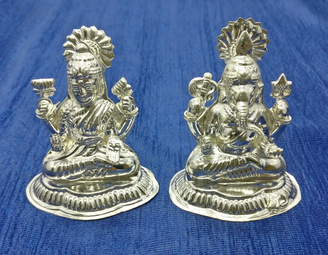Laxmi Ganesha Beautifully Crafted 925 Sterling Silver Laxmi Etsy