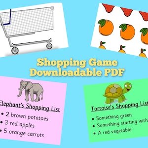 Shopping Game Early Years learning resource, Maths, Reading, Speaking and Listening. Visual learners, SEN, EYFS