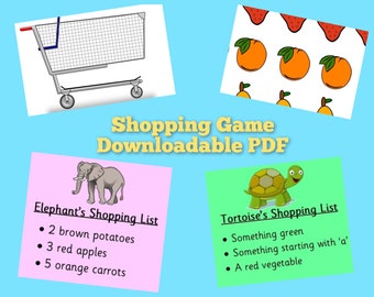 Shopping Game Early Years learning resource, Maths, Reading, Speaking and Listening. Visual learners, SEN, EYFS