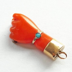 Carnelian Figa Pendant 925 Sterling Silver Turquoise Gemstone Figa Hand Symbol Pendant