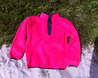 Gorgeous pink fleece top for girls, soft, cosy,  eye catching, hard wearing, good quality, fun, multi -purpose