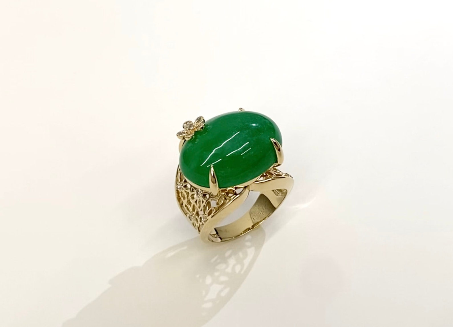 Imperial Green Luxury Green Jade Ring in Yellow Gold Plated Etsy