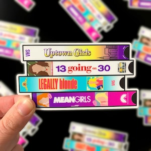 2000&#39;s Chick Flick Movie VHS Stack Sticker - Girls Pink Stickers Retro