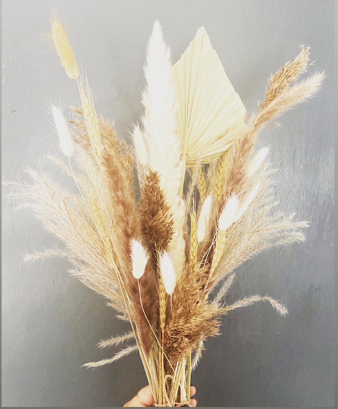 Neutral dried pampas grass and bunny tail arrangement three Etsy