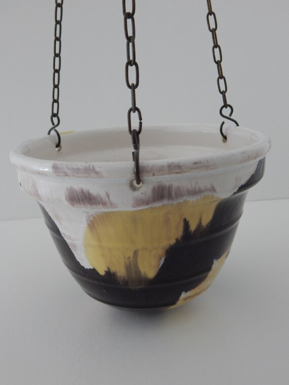 Vintage Ceramic Abstract Art Hanging Planter Plant Pot Vase Etsy