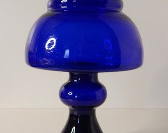 Cobalt Blue Scandinavian Art Glass Vase Mid Century Modern Nanny Still