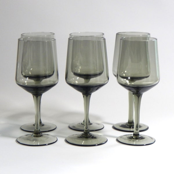 Orrefors Rhapsody Smoked Glass Set of Six Cocktail Aperitif 1960s Mid Century Modern Scandinavian