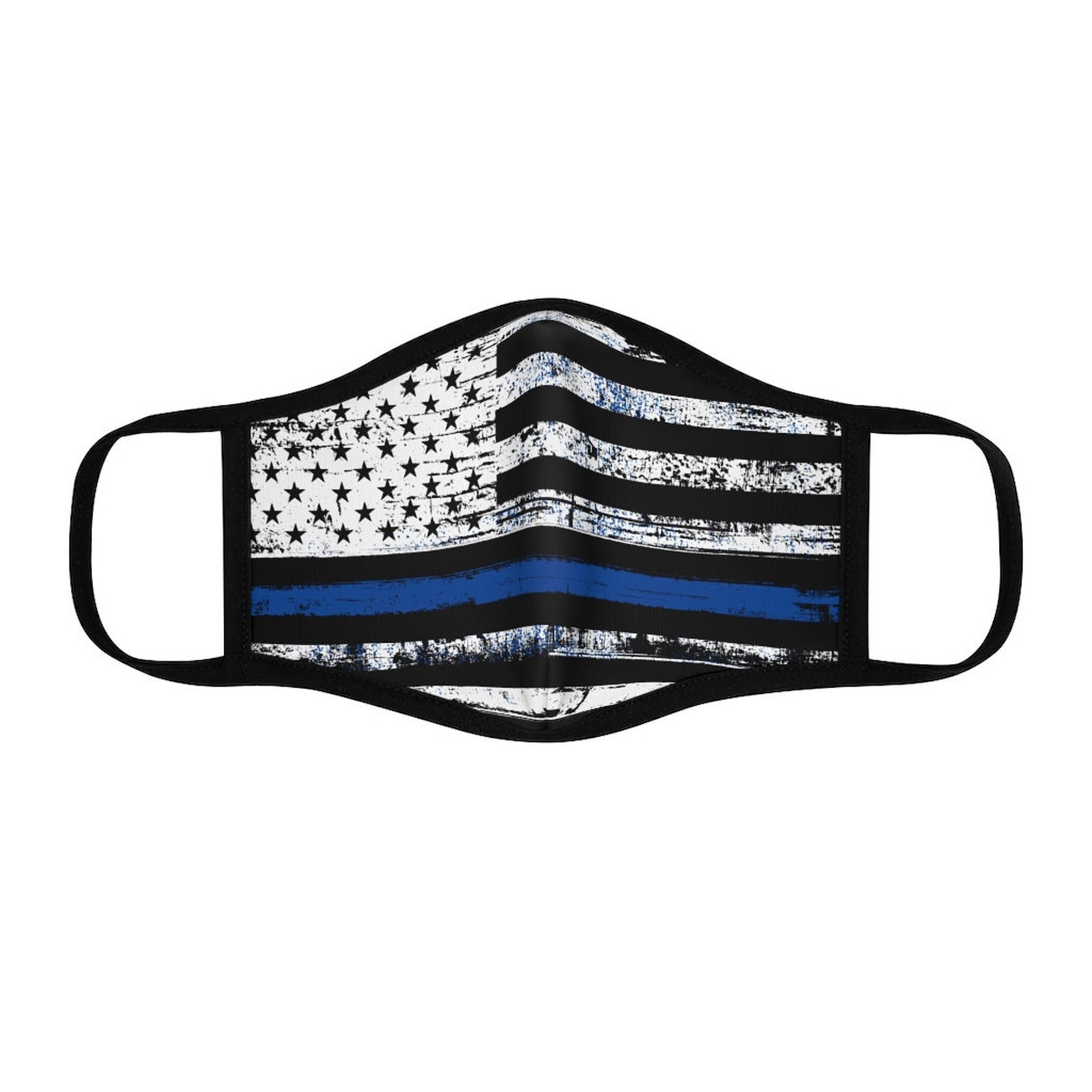 Blue Line Mask Fitted Polyester Face Mask Etsy