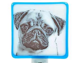 Pug Dog Night Light Fused Glass Night Light