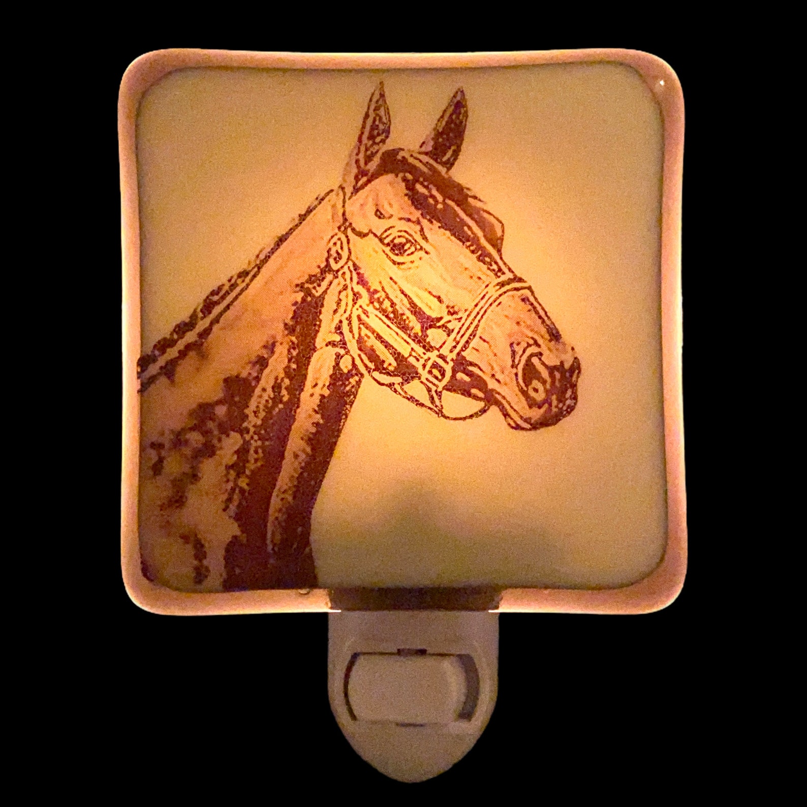Rustic Horse Portrait Night Light Fused Glass Night Light Etsy