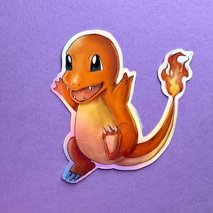 Charmander - Charizard Baby - Starter 1st Gen Holographic Sticker - Laptop, Phone, iPad Decal -  3 inches