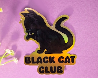 My Cat - Black Cat Club Holographic Sticker, Laptop, Tablet and Phone Decal