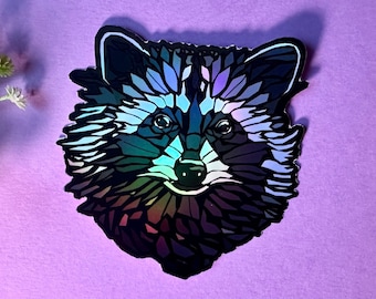 Adesivo olografico Racoon - Decalcomania per laptop, smartphone, tablet iPad