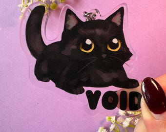 Brelok z wizerunkiem kota Void, grafika z czarnym kotem, oryginalny wzór (3 cale)