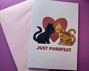 Tarjeta de San Valentín "Cat Zoomies", tamaño A5 + sobre