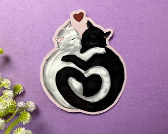 My Cats, White and Black, Ying and Yang Cats Sticker, valentines gift, custom sticker, gifting ideas
