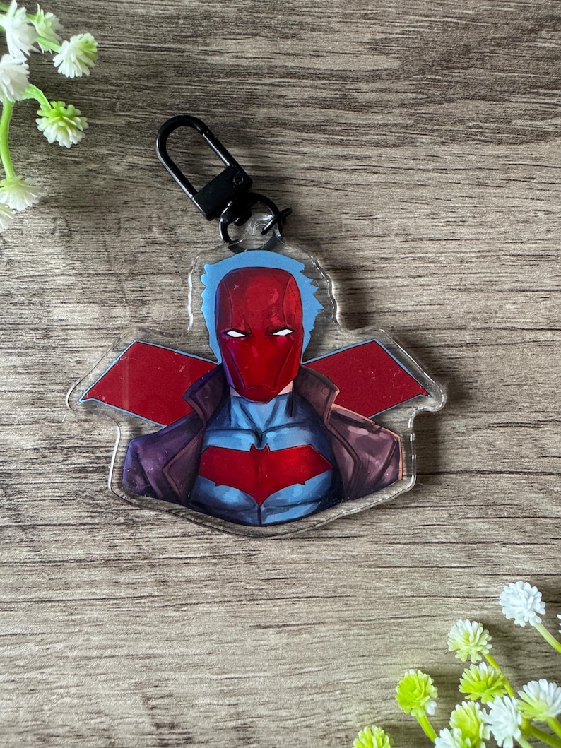 Red Hood Keychain – Jason Todd Acrylic Charm Double-sided, DC Comics ...