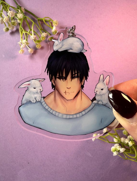 Toji with Bunnies keychain, Anime Fan Gift