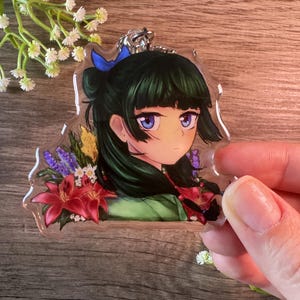 The Apothecary Diaries - Maomao with Flowers keychain, Anime Fan Gifts, Anime Keychain, Manga Keychain, Chibi Anime Keychain