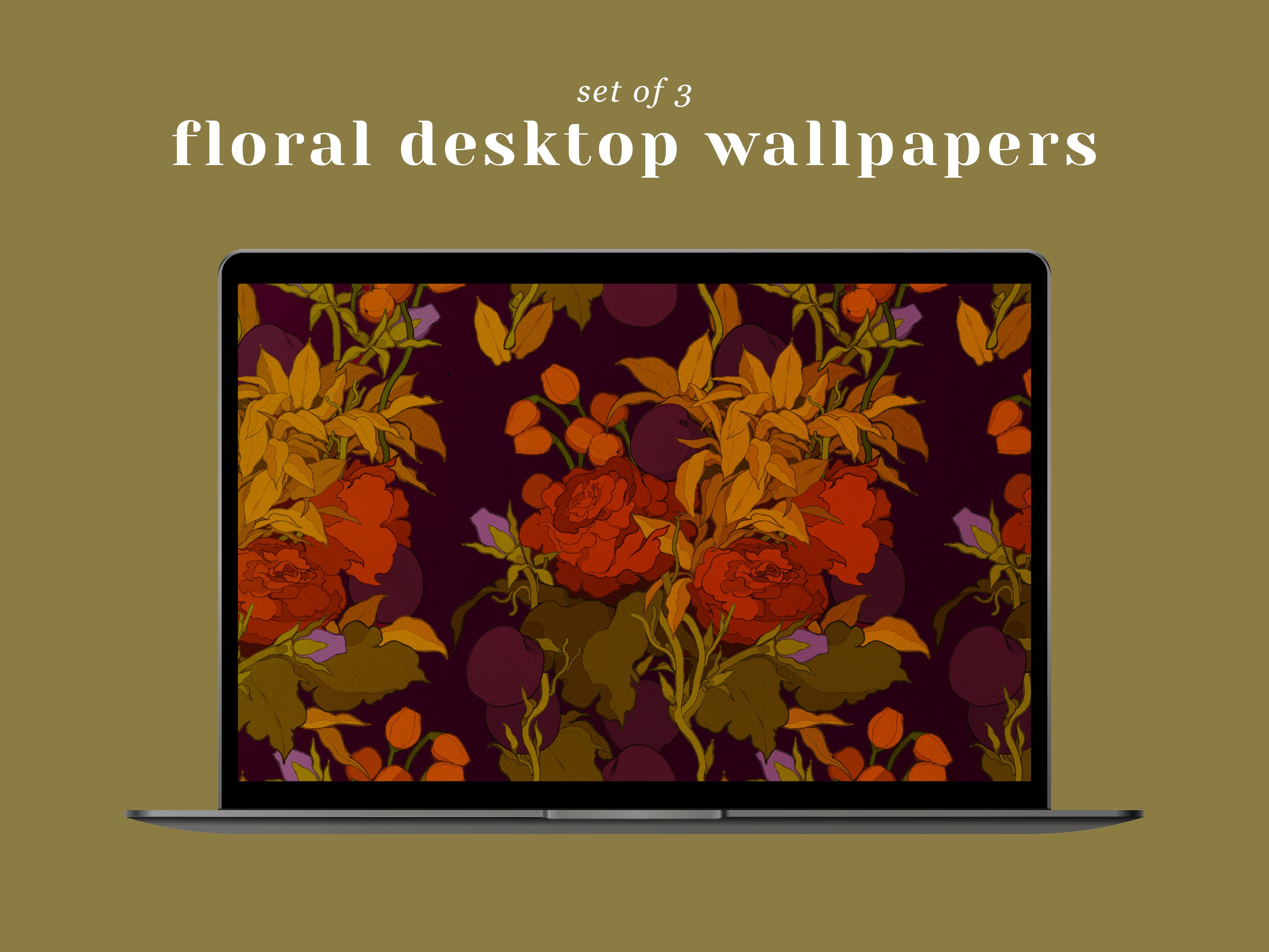 Floral phone wallpapers set of 3 | Etsy