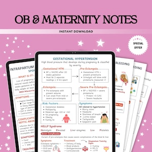 Może przedstawiać: Drukowany plik do pobrania z notatkami dotyczącymi położnictwa i ginekologii. Notatki obejmują takie zagadnienia jak poród, nadciśnienie tętnicze w ciąży, przedrzucawkę, rzucawkę, ciężką przedrzucawkę, zespół HELLP i krwawienie. Notatki są przedstawione w kolorowym i łatwym do odczytania formacie.