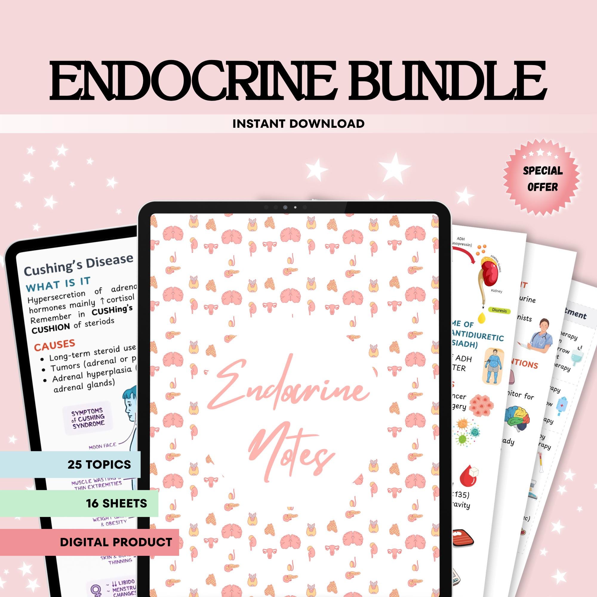Endocrine Nursing Study Guide: System Disorders, Hormones (PDF) - Etsy