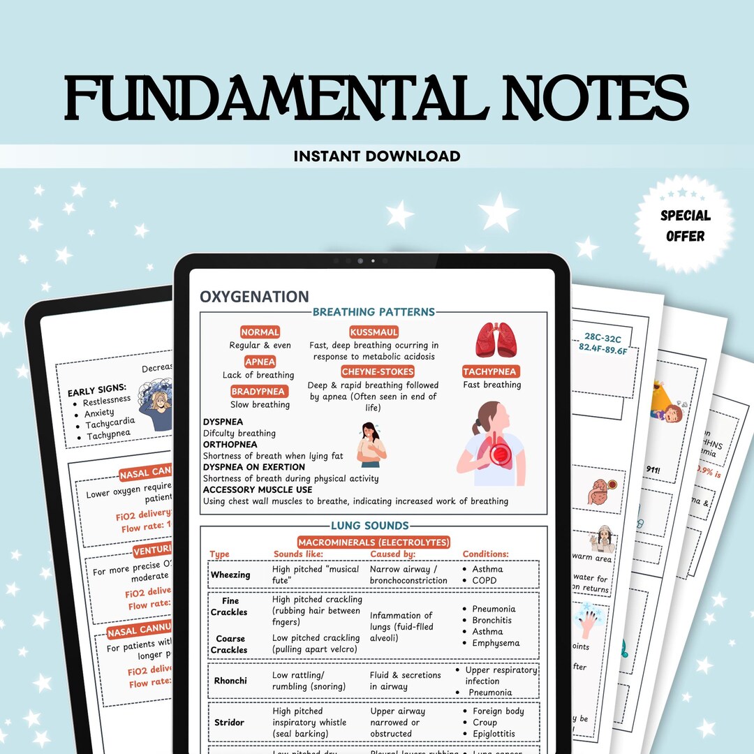 Nursing Study Guide, Clinical Notes, Lab Values (PDF) - Etsy