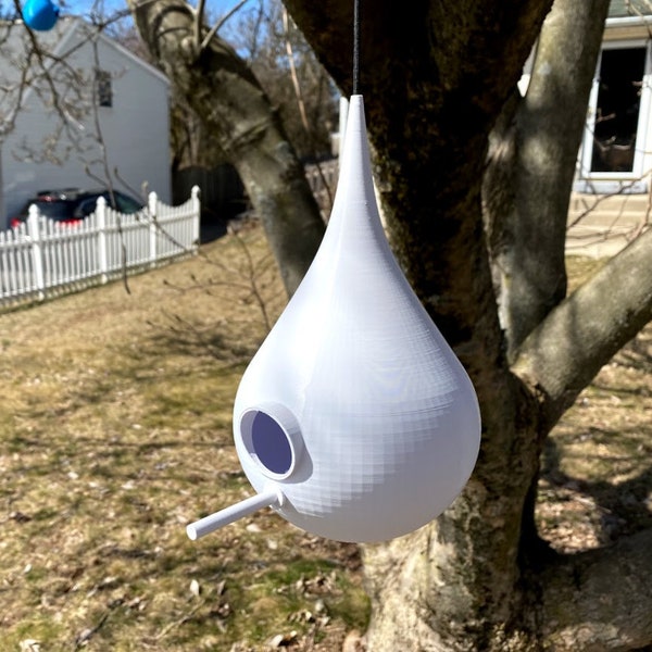 3D Printed Raindrop birdhouse - White