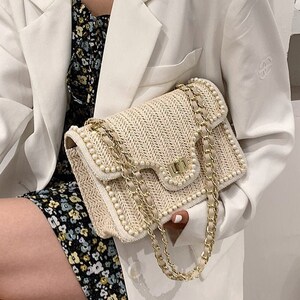 pearl straw bolsa