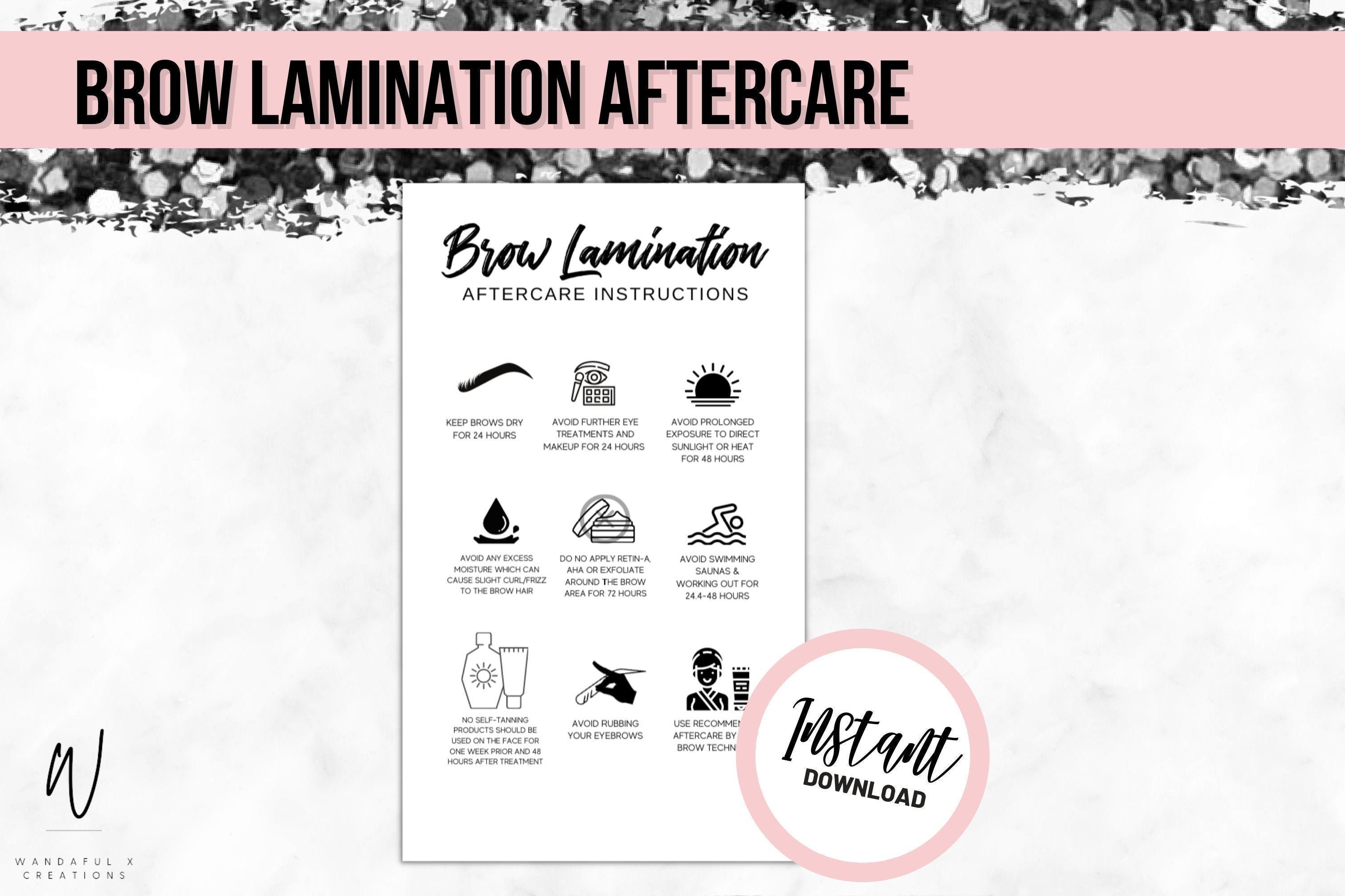 Brow Lamination Aftercare Card Permanent Makeup Aftercare Etsy España