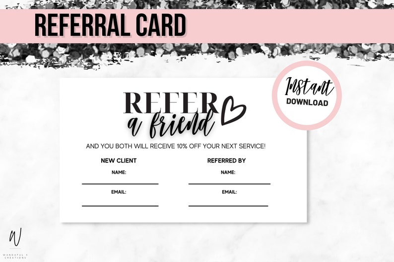 Referral Card Template Instant Download Printable Business Etsy