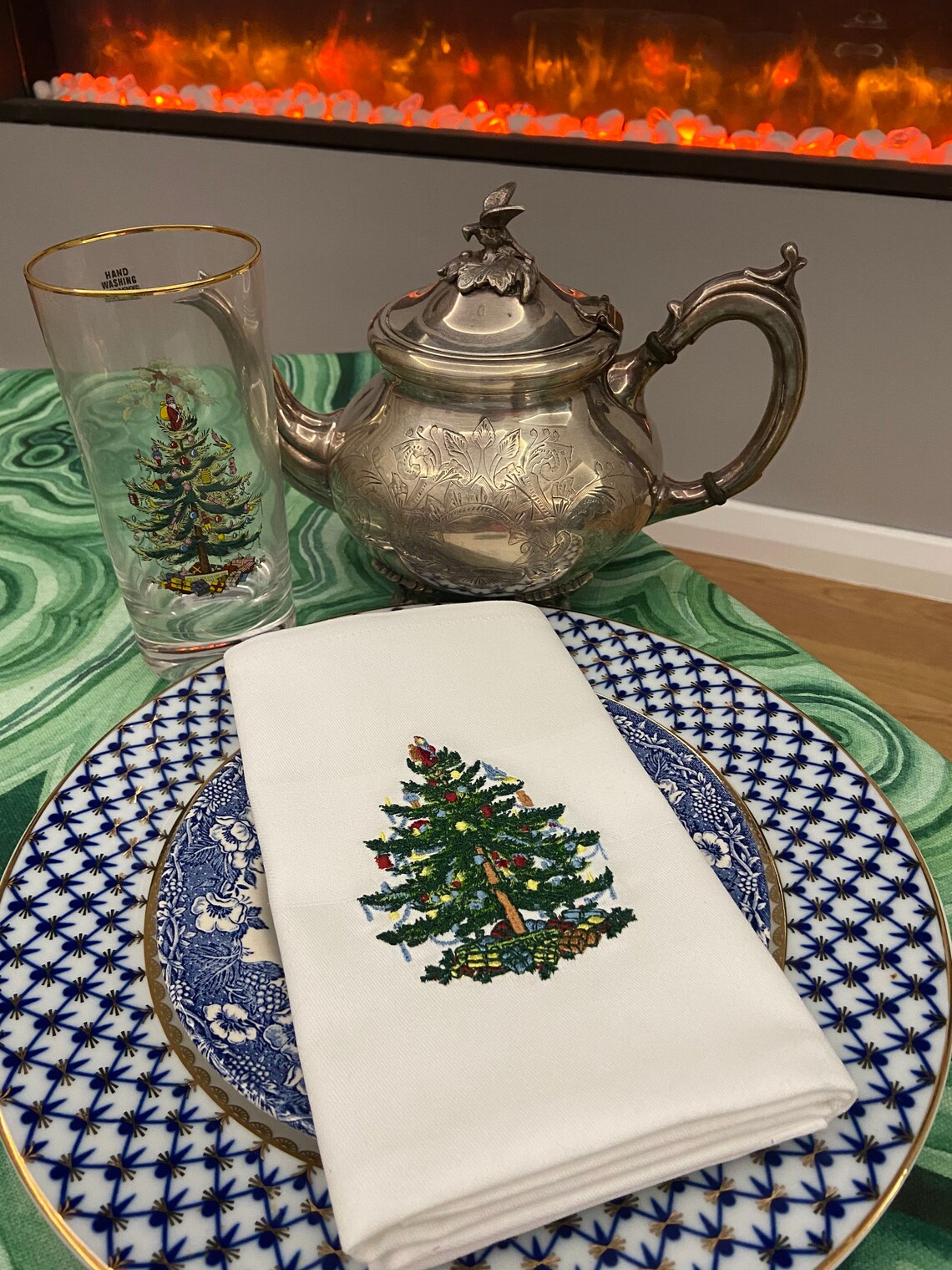 Spode Christmas Tree Embroidered Napkins Set of 4 Etsy UK