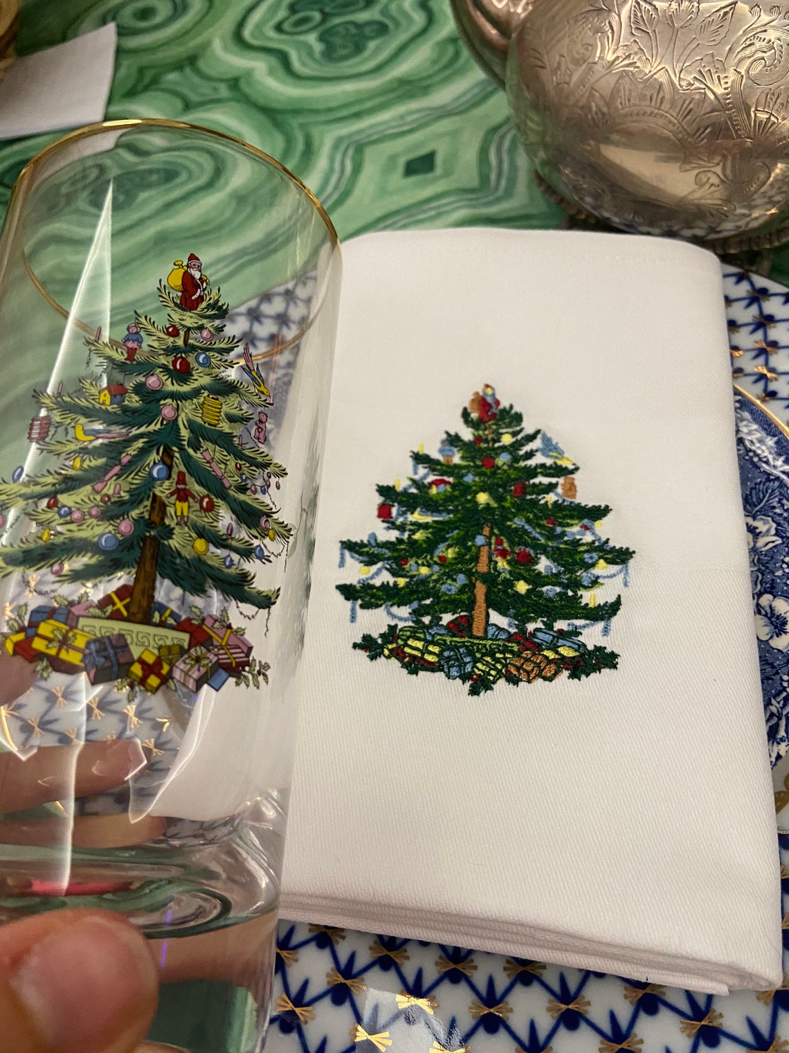 Spode Christmas Tree Embroidered Napkins Set of 4 Etsy UK