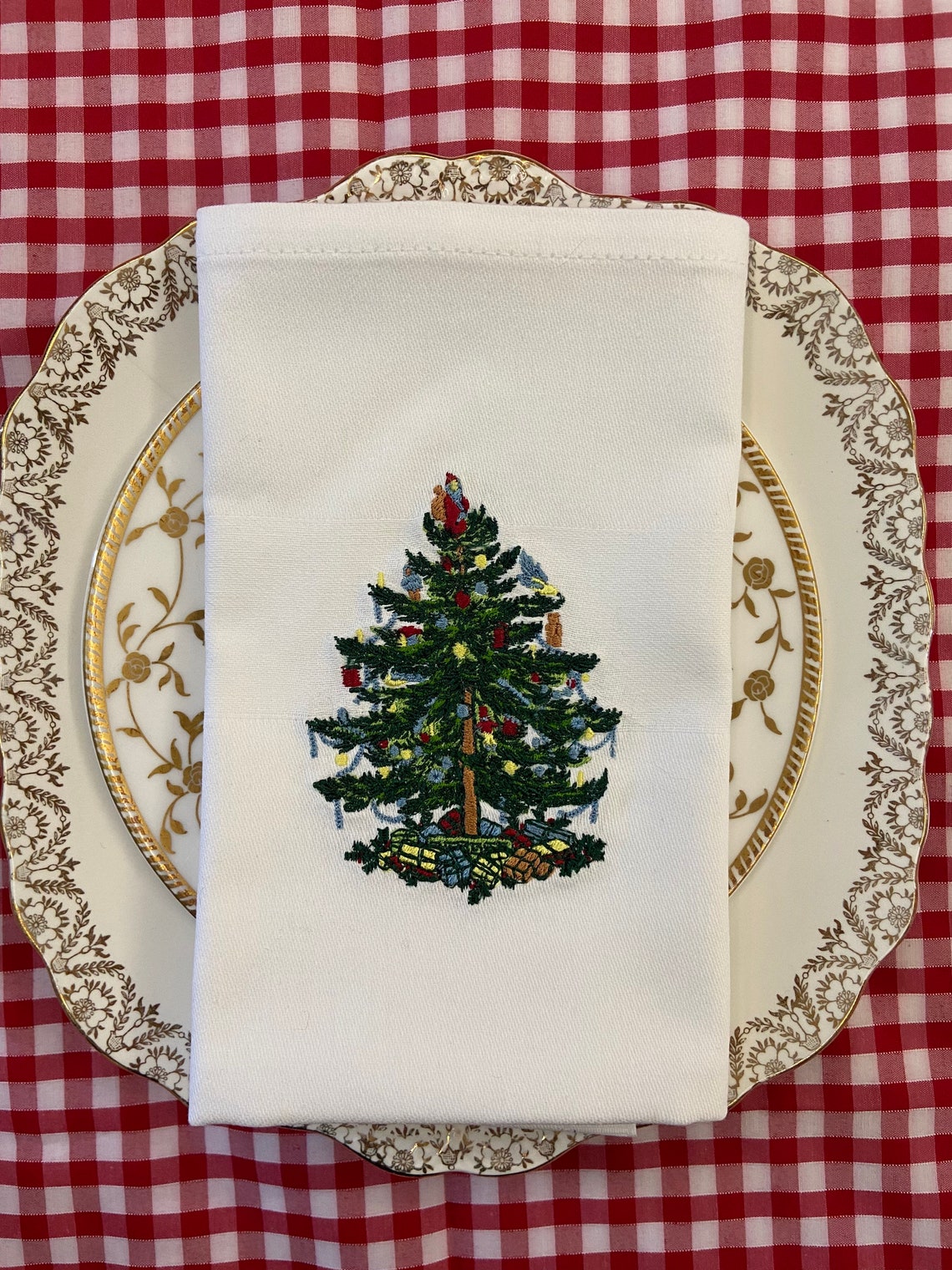 Spode Christmas Tree Embroidered Napkins Set of 4 Etsy UK