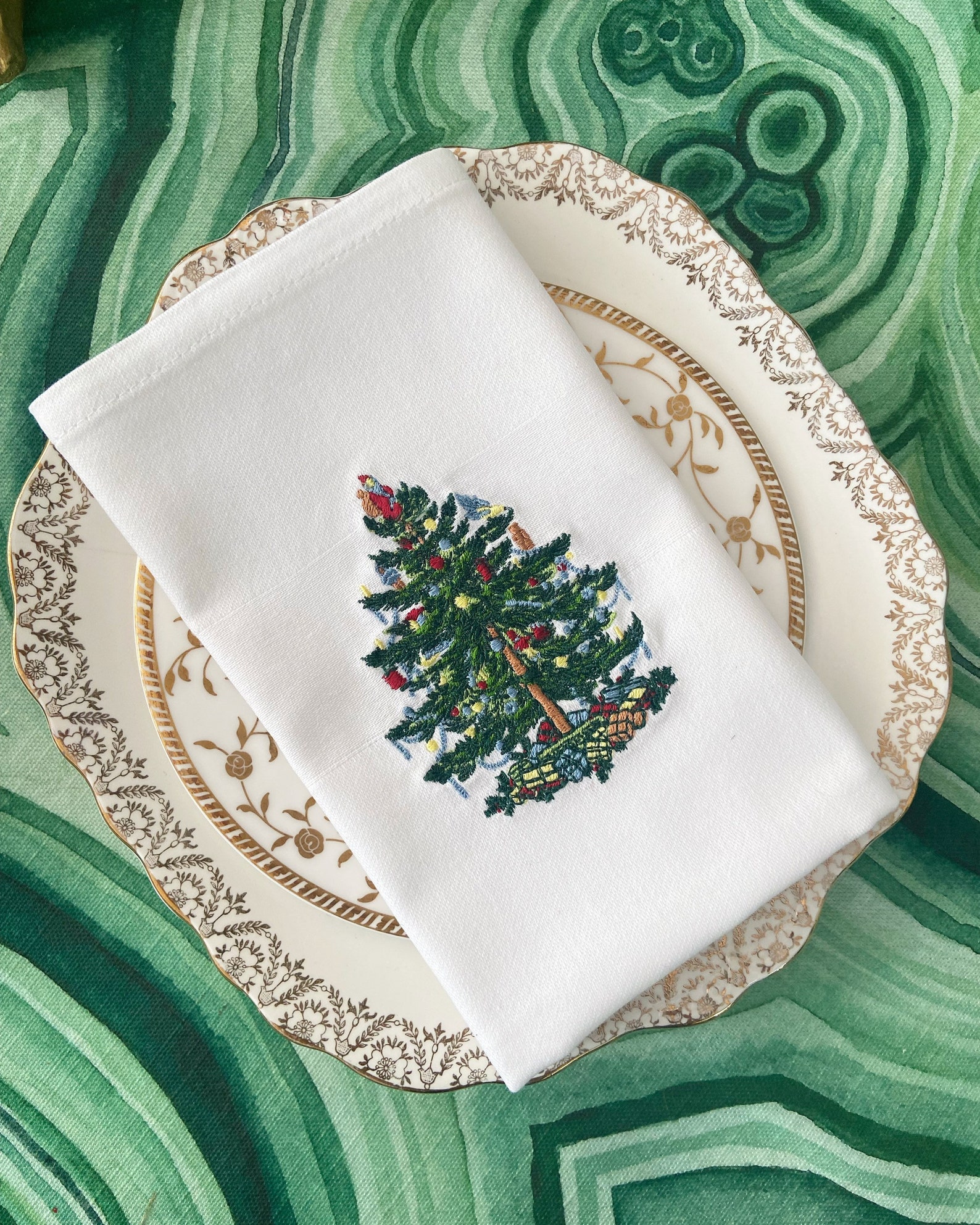 Spode Christmas Tree Embroidered Napkins Set of 4 Etsy UK