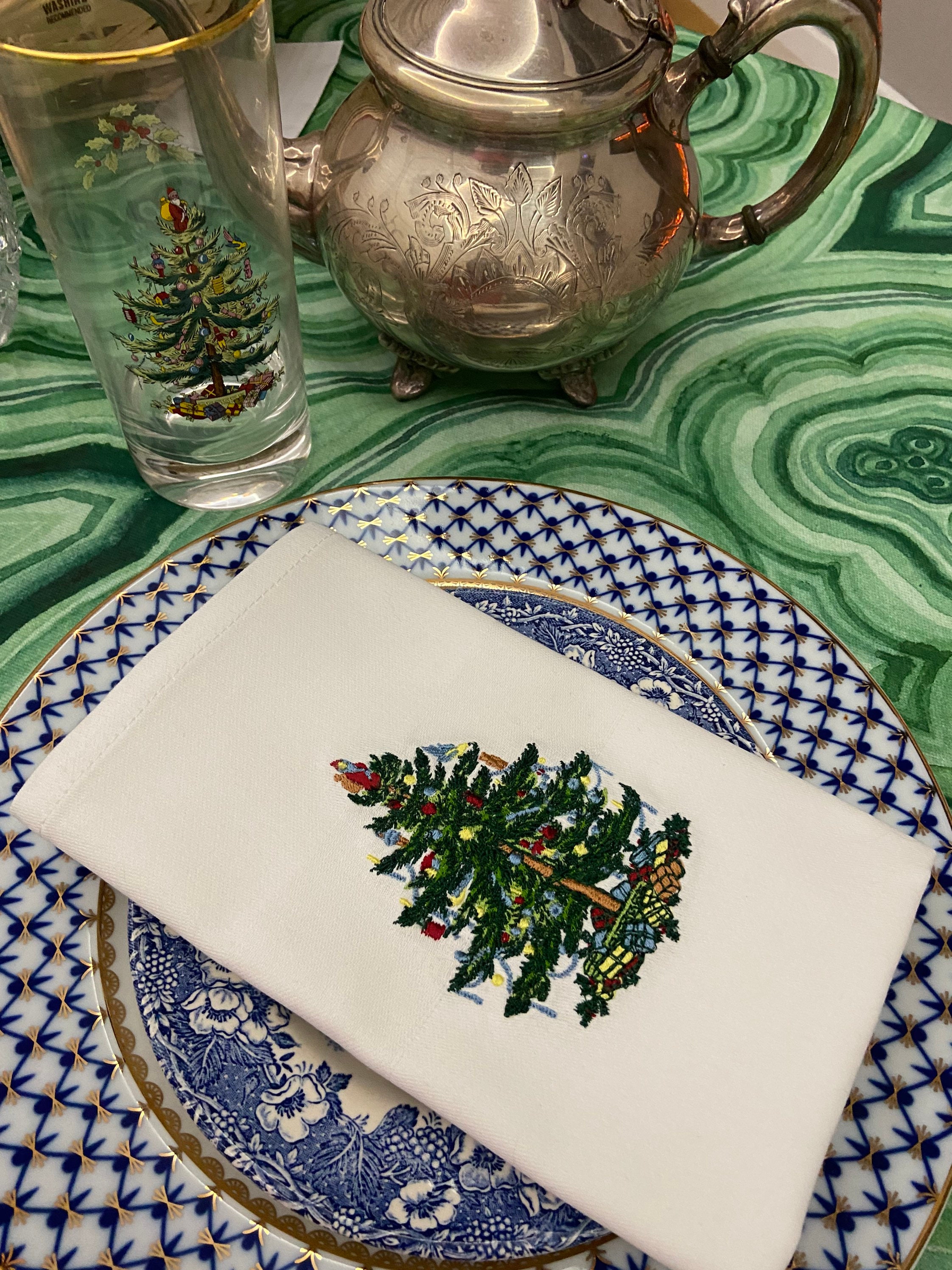 Spode Christmas Tree Embroidered Napkins Set of 4 Etsy UK