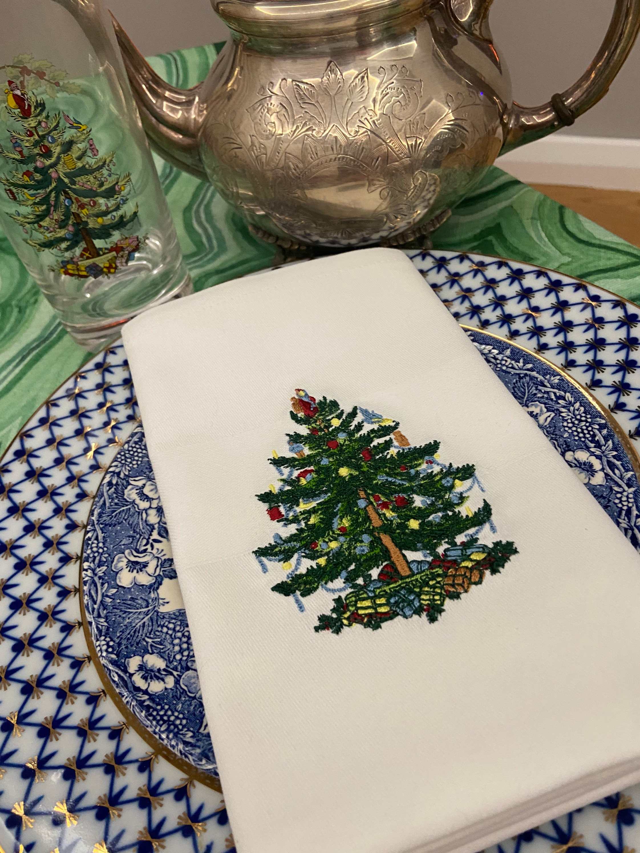 Spode Christmas Tree Embroidered Napkins Set of 4 Etsy UK
