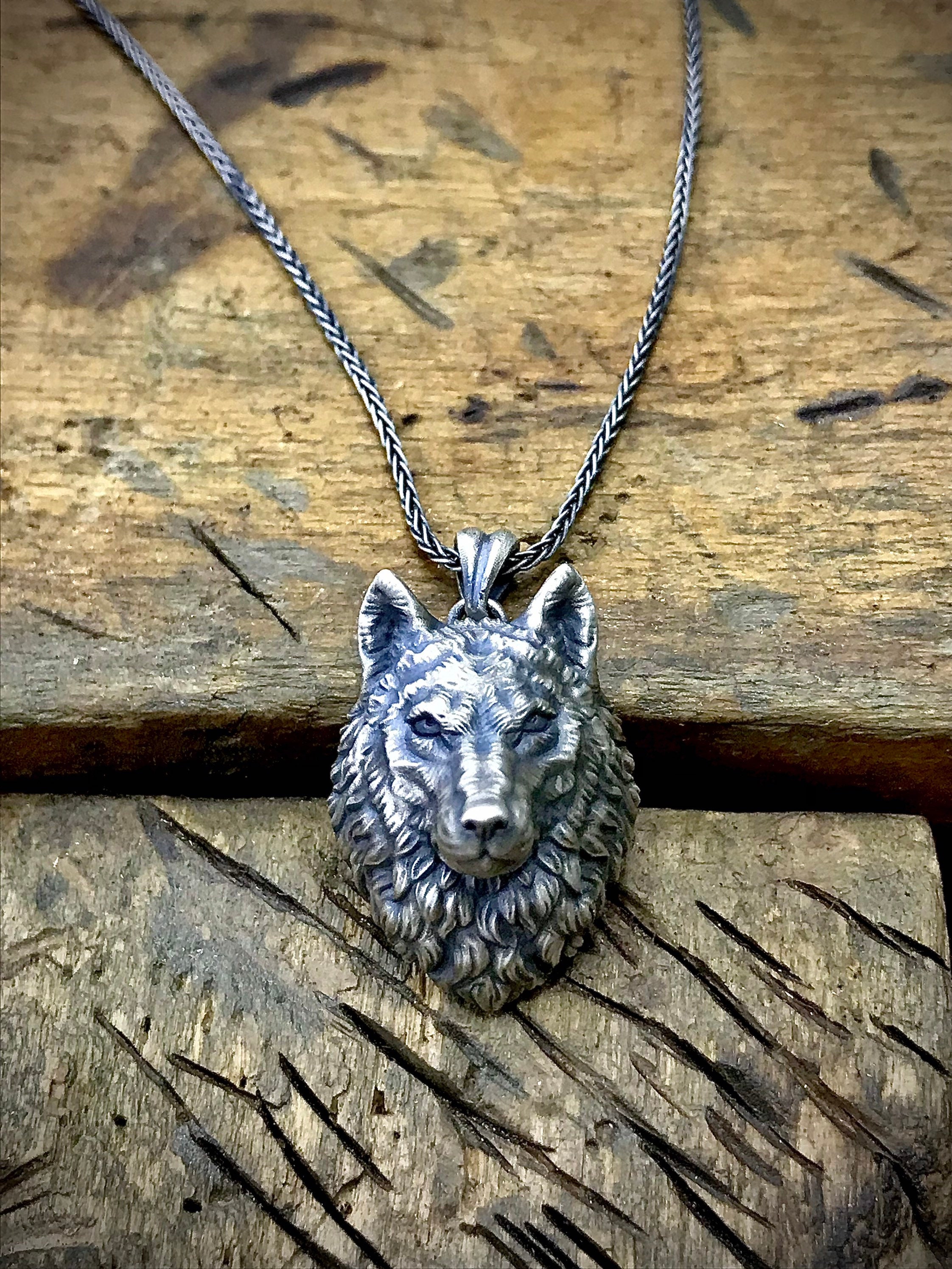 Personalized Wolf Accessory Animal Mens Jewelry 925 Silver Etsy