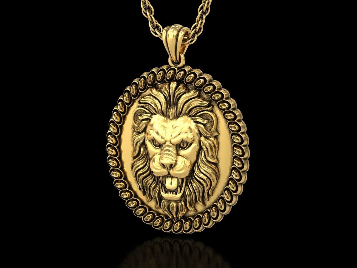 Lion Necklacepersonalized Men Lion Necklace 925 Sterling Etsy