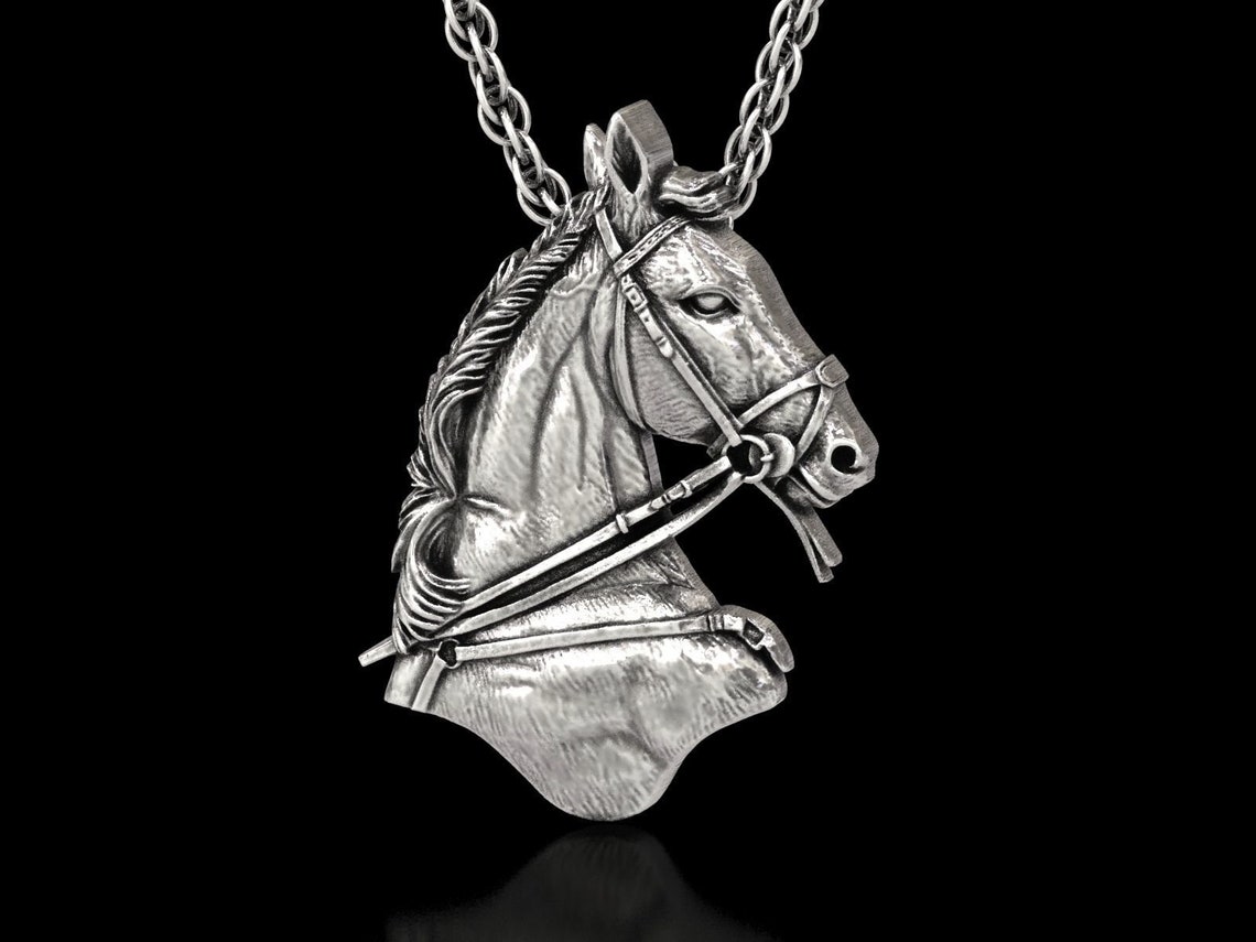 Horse Head Necklace Unisex Necklace Silver Horse Necklace Etsy